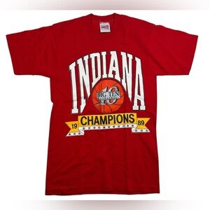 1989 Indiana Hoosiers Big 10 Champions Vintage College Basketball Shirt M Vtg